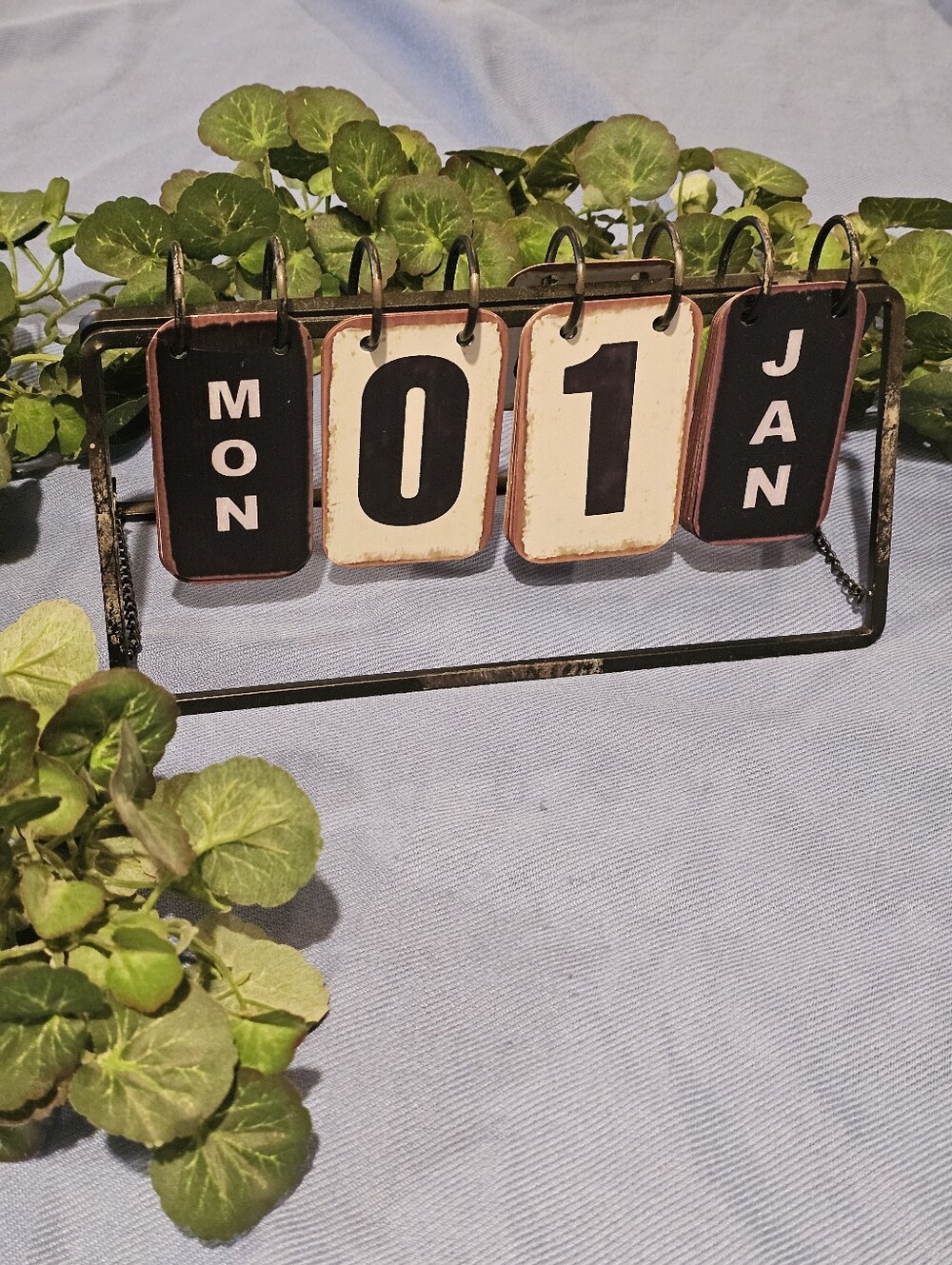 Perpetual Rustic Flip Desk Calendar - Black and White